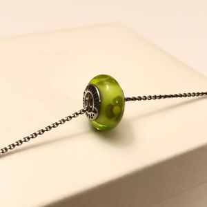 Pandora Green Floral Murano Glass Charm